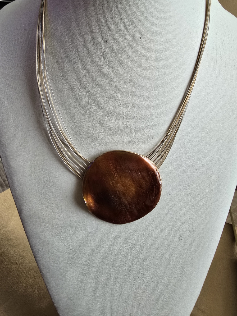 Chico's Multi-Strand Necklace with Copper-Tone Disc Pendant